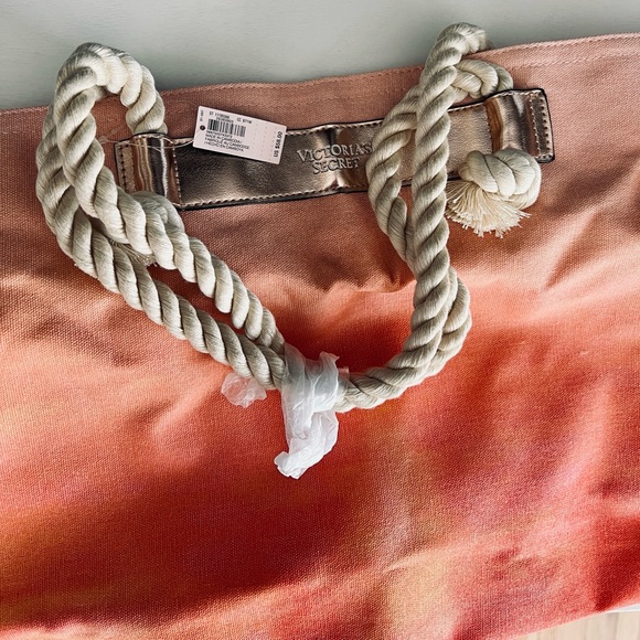 Victoria's Secret pink and orange ombre tote bag with rope handles - Picture 7 of 8